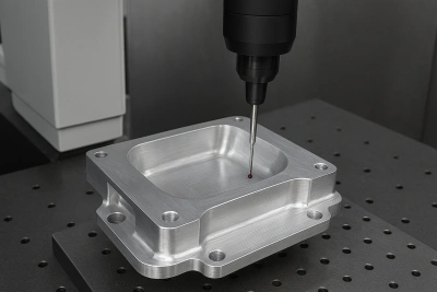 Coordinate Measuring Machine (CMM) inspecting precision aerospace part
